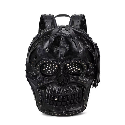 Motorcycle personality skull bag creative funny men and women pu leather backpack