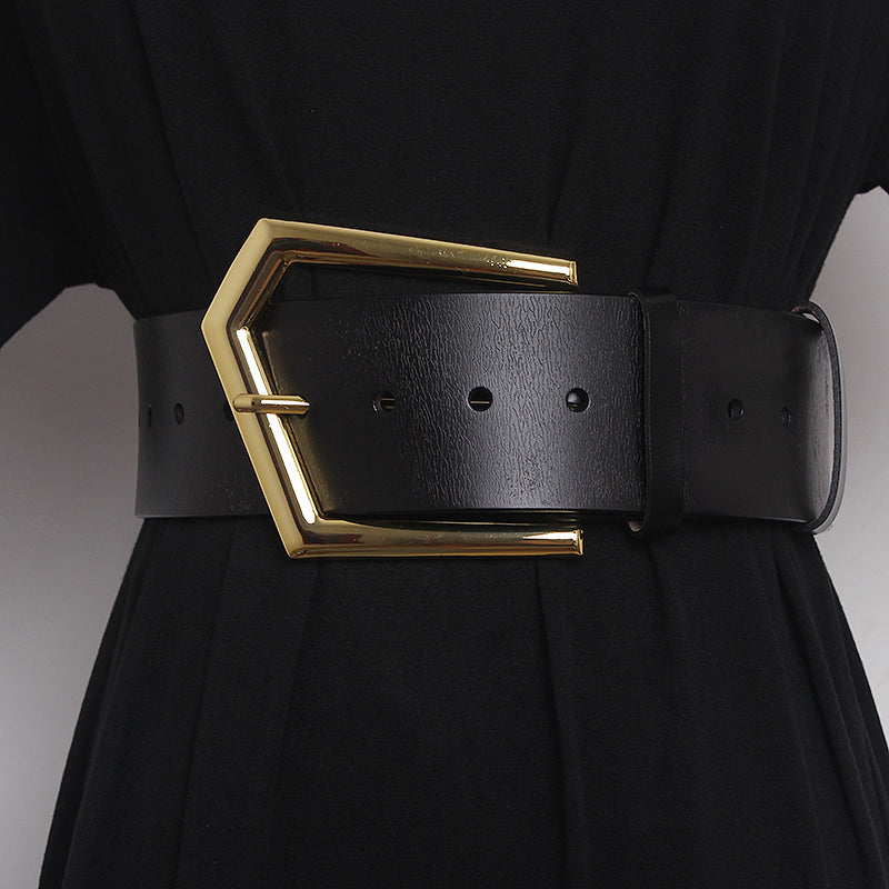 High quality genuine leather wide belt women's leather belt