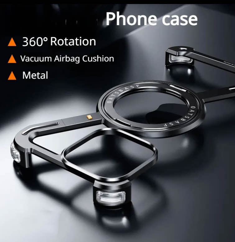 Z shell rotating magnetic bracket for apple 17promax phone case metal hollowed-out iphone16pro borderless