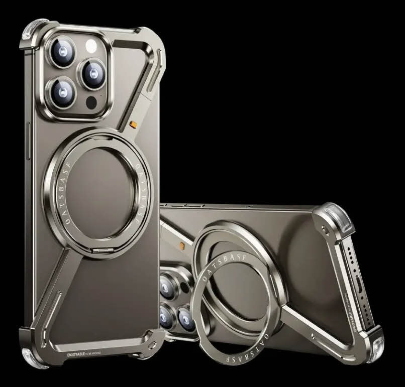 Z shell rotating magnetic bracket for apple 17promax phone case metal hollowed-out iphone16pro borderless