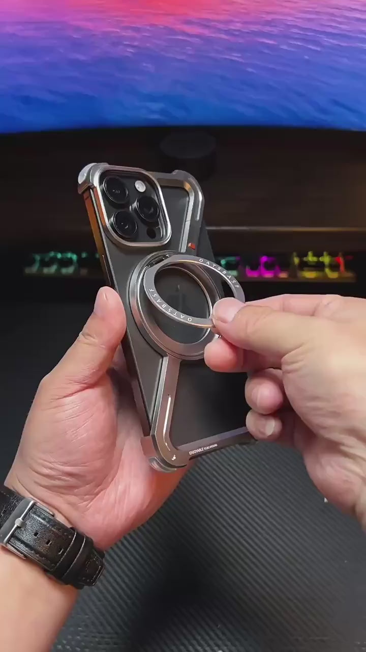 Z shell rotating magnetic bracket for apple 17promax phone case metal hollowed-out iphone16pro borderless