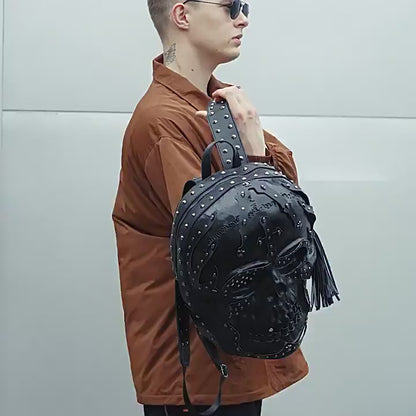 Motorcycle personality skull bag creative funny men and women pu leather backpack