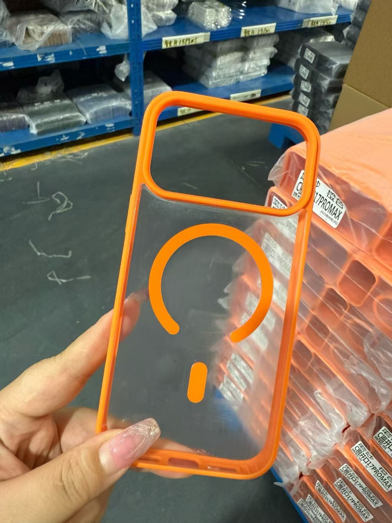 Popular TPU acrylic transparent magnetic mobile phone case for iPhone 17 Pro Max 17 Air 16 15 Pro Max 14 13 12 stylish shockproof case orange