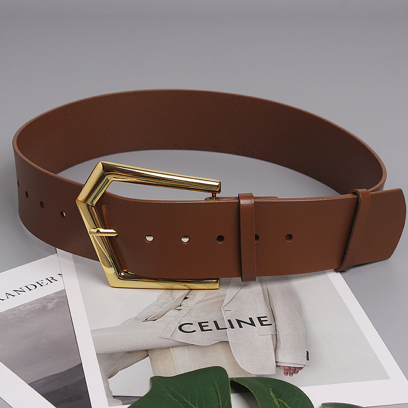 High quality genuine leather wide belt women's leather belt