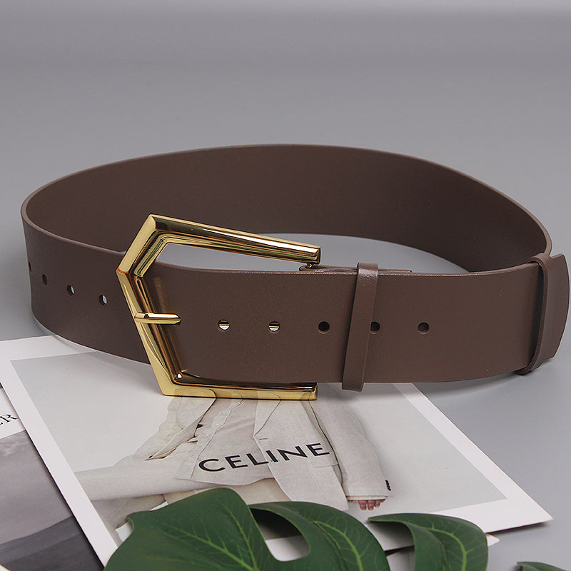 High quality genuine leather wide belt women's leather belt
