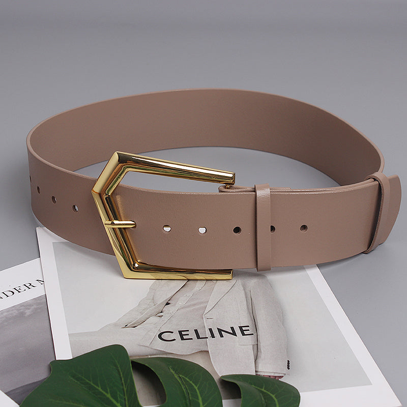 High quality genuine leather wide belt women's leather belt